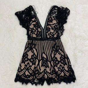 Black and nude lace romper